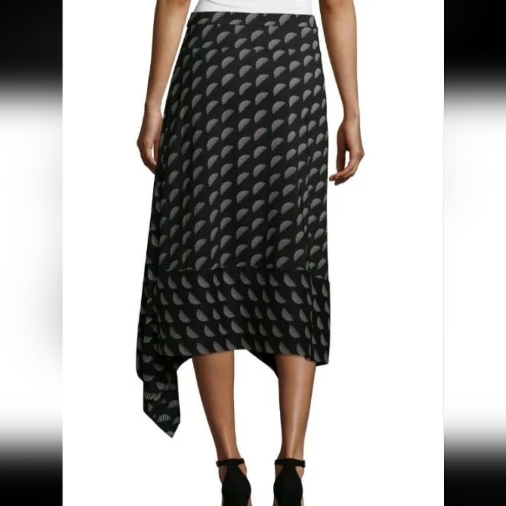 Worthington Wrap Sarong Skirt Black Zelenia Geometric white. - Picture 2 of 7